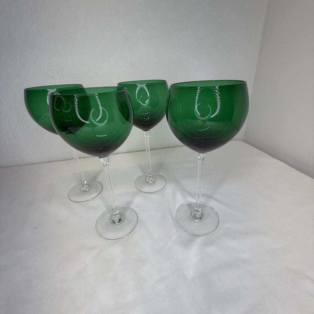 Set Of 4 Lenox Ballon Wine Glasses Green made in China, celebration, holidays